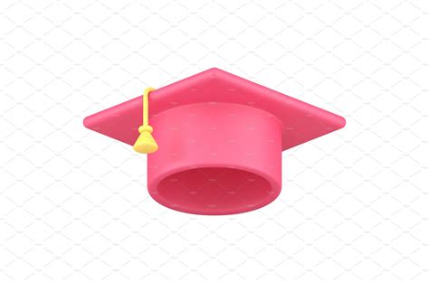 Realistic Pink Graduation Cap With Vector Graphics ~ Creative Market