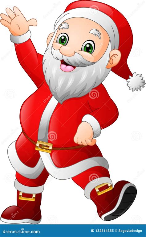 Cartoon Happy Santa Claus Waving Stock Vector Illustration Of Card