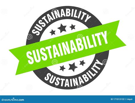 Sustainability Sign Sustainability Round Ribbon Sticker Stock Vector