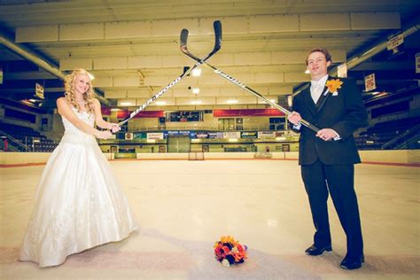 Hardiman S Hockey Themed Wedding With A Halloweeninfluence Sports Wedding Bride