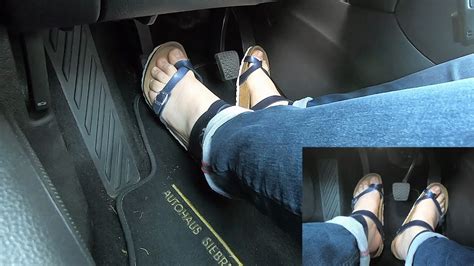 Pedal Pumping 262 Driving Opel Astra With Birkenstock Yara Sandal