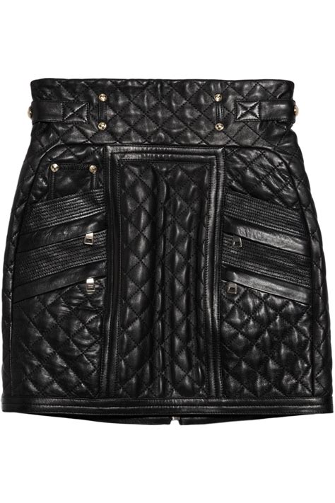 Lyst Balmain Quilted Leather Mini Skirt In Black