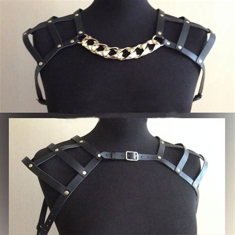 100 Handmade Punk Pastel Goth Gothic Real Leather Harness With Metal