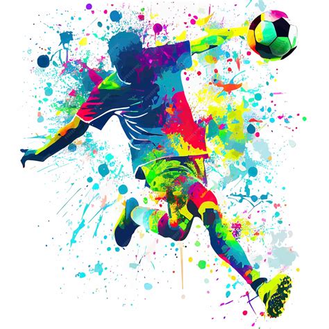Premium Photo Abstract Soccer Player Kicking The Ball Colorful