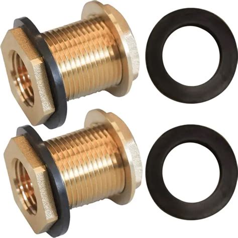 Solid Brass Bulkhead Fitting Male Female Water Tank Connector Rubber Ring New Picclick