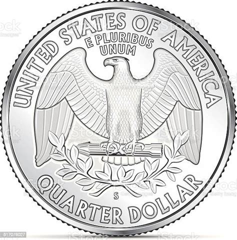 One Us Quarter Coin Depicting The American Eagle Stock Illustration