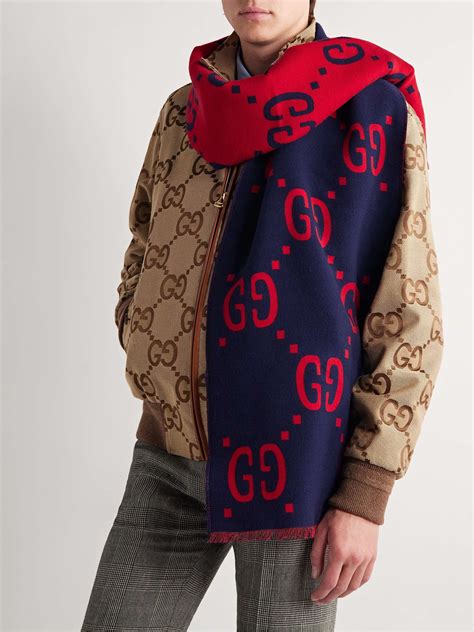 Gucci Logo Jacquard Wool And Silk Blend Scarf For Men Mr Porter
