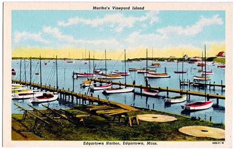 Vintage Marthas Vineyard Postcard Edgartown Harbor Etsy Marthas