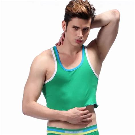 Wholesale Mens Cotton Cropped Hot Sexy Tank Top Vest Crop Tops Men S