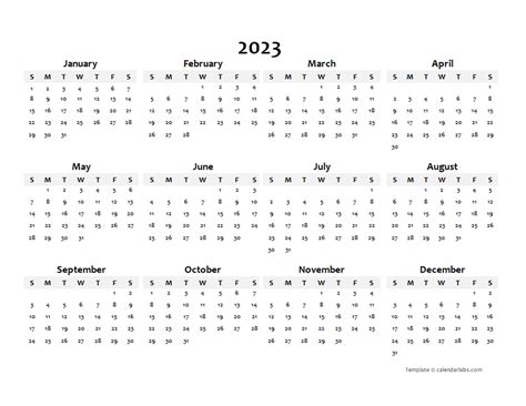 Calendar Templates And Images Yearly Blank Calendar