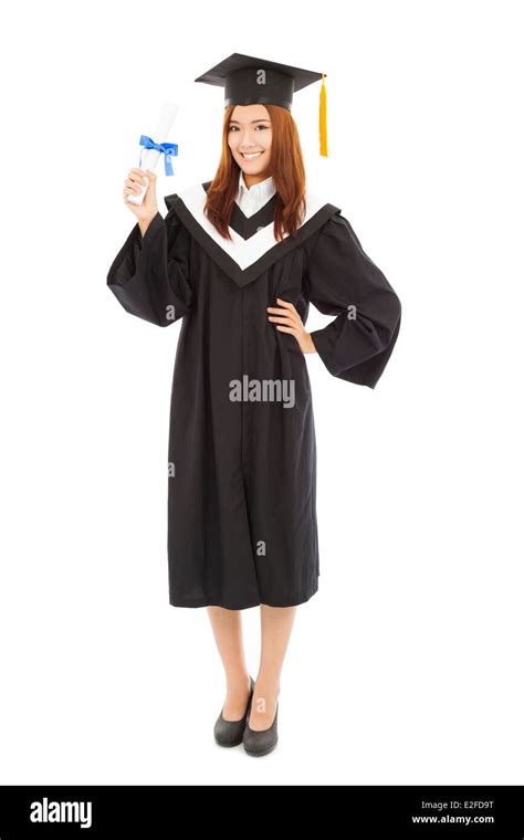 Happy Graduate Woman Holding Diploma Stock Photo Alamy