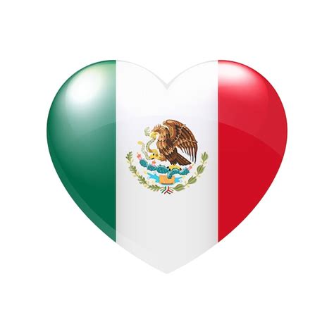 심장에 멕시코의 국기 멕시코 상징 아이콘 벡터 국가 사랑 기호 격리 된 그림 Eps 프리미엄 벡터