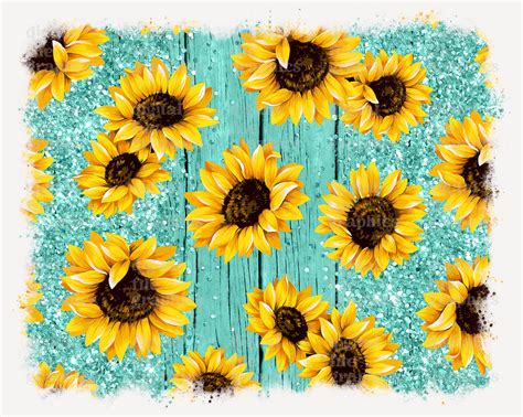 Sunflower Turquoise Background Wood Glitter Background Png Etsy