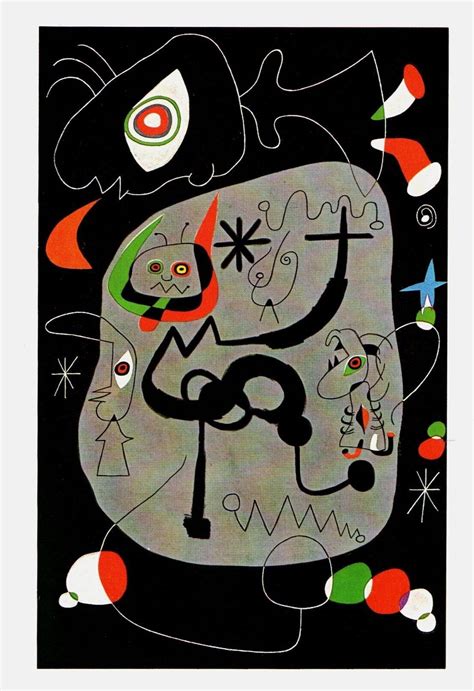 Joan Miro Authentic Vintage Surrealist Art Print Dancer Listening To