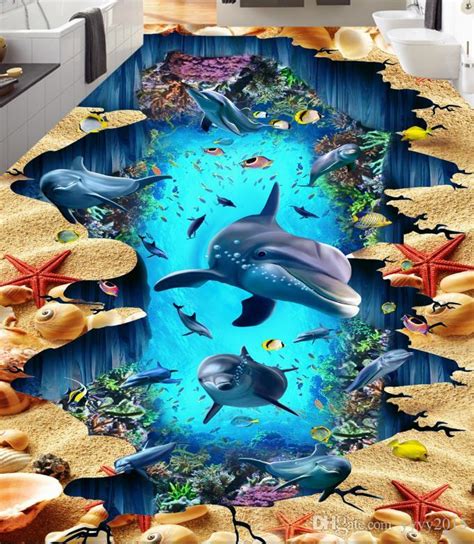Beautiful Scenery Wallpapers Deep Sea Dolphin 3d Floor
