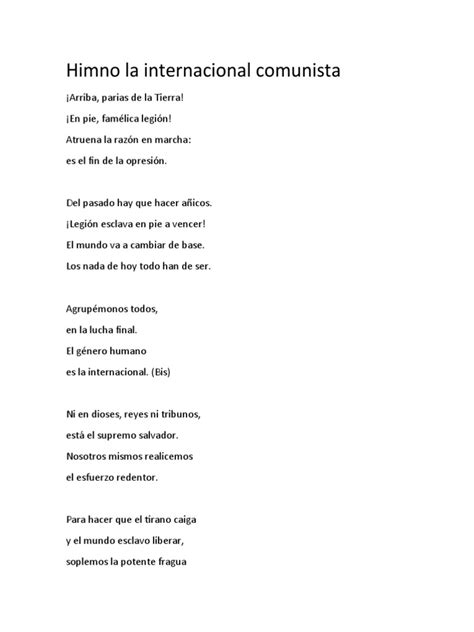 Himno La Internacional Comunista 902 Egr Pdf