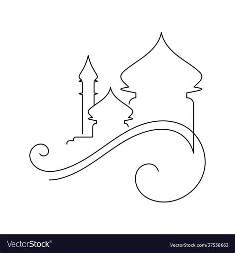 Islamic Mosque Line Art Drawing Royalty Free Vector Image