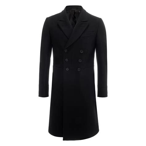 Alexander Mcqueen Wool Cashmere Double Breasted Coat In Black For Men
