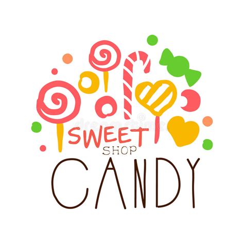 Sweet Candy Logo Colorful Hand Drawn Label Stock Vector Illustration