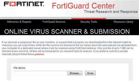 Kaspersky threat intelligence portal allows you to scan files, domains, ip addresses, and urls for threats, malware, viruses. Scan Suspicious Files Using FortiGuard Online Scanner