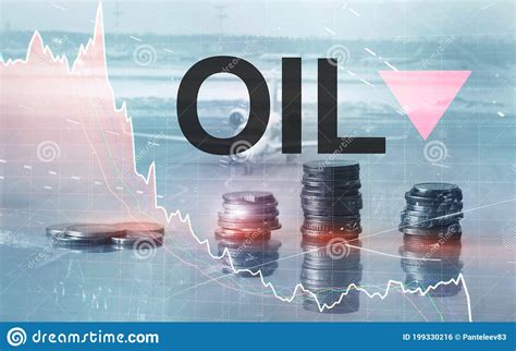 Price Oil Down Oil Barrels And A Financial Chart On Abstract Business