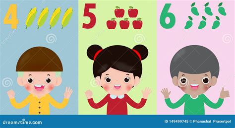 Children Hand Showing The Number Four Five Six Kids Showing Numbers 4