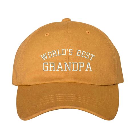 Worlds Best Grandpa Dad Hat Embroidered Baseball Cap Burnt Yellow By Prfctolifestyle On Etsy