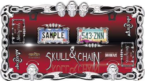 Skull & Chain, Chrome/Black License Plate Frame | License plate frames, License plate, Frame