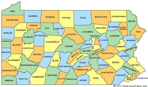 Pa County Maps Color 2018
