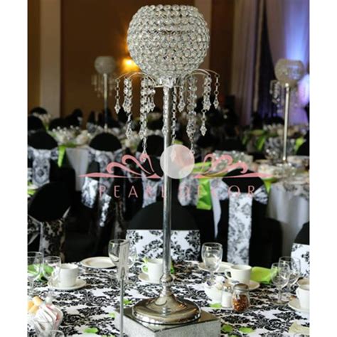 Tall Crystal Ball Centerpiece With Dangling Crystals Pearl Decor Ottawa