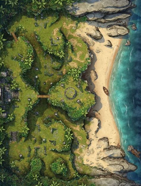 Beach 44x58 Battlemaps In 2021 Fantasy Map Dungeon Maps Dnd