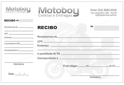 Recibos Para Motoboy Modelos Grátis Para Download