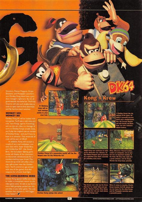 Scan Of The Preview Of Donkey Kong 64 Published In The Magazine Gamepro