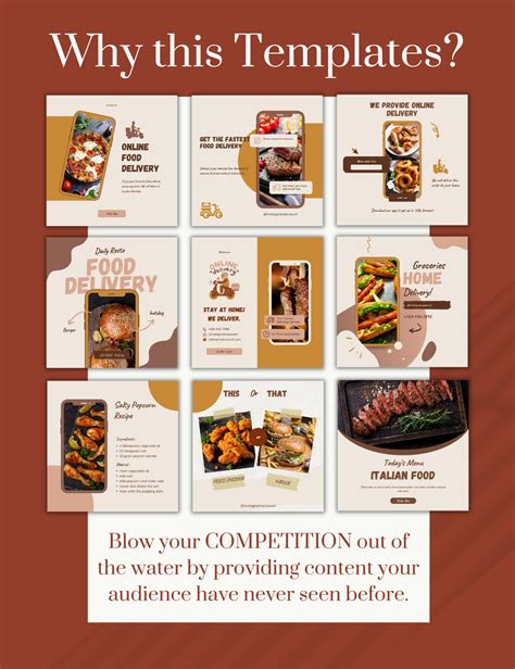 Food Instagram Post Templates Blog Templates Recipe Templates For Canva