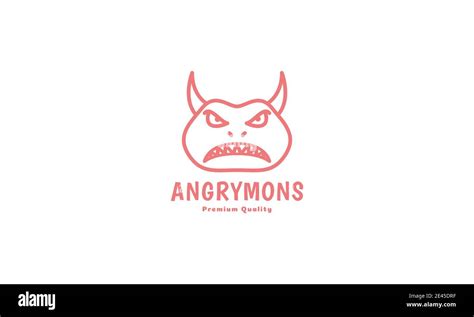 Cute Monster Head Angry Face Line Logo Symbol Icon Vector Graphic