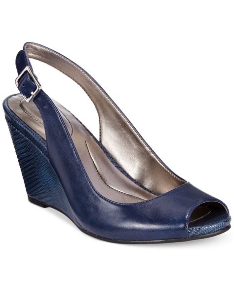 Style And Co Styleandco Babeta Slingback Dress Wedge Sandals In Blue