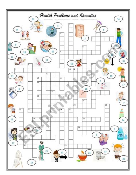 Health Problems And Remedies Crossword 3 Of 3 Exercise Set Esl