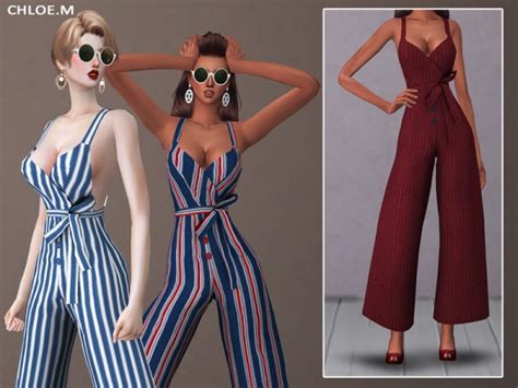 The Sims Resource Jumpsuit With Bowknot By Chloemmm • Sims 4 Downloads