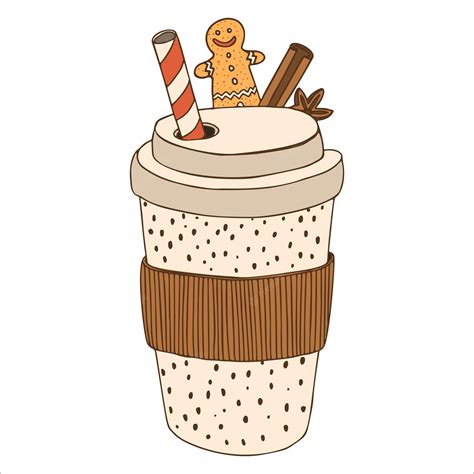 Premium Vector Paper Cup Of Spice Coffee Latte Cookie And Tube Cute