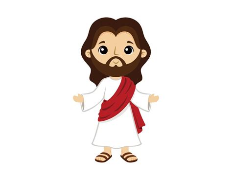 Jesucristo En Estilo De Dibujos Animados Lindo Biblia Cristiana Para