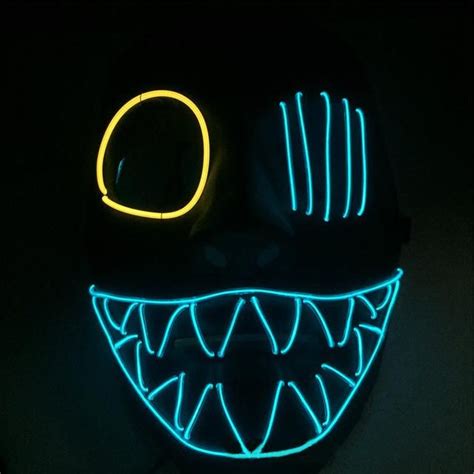Halloween Led Light Up Full Face Glow In The Dark Mask Dark Mask