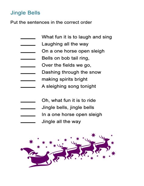Jingle Bells Nursery Rhyme And Song English Esl Worksheets Pdf Doc