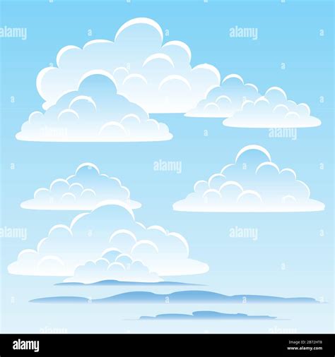 White Cumulus Clouds On A Blue Sky Eps File Vector Illustration Stock