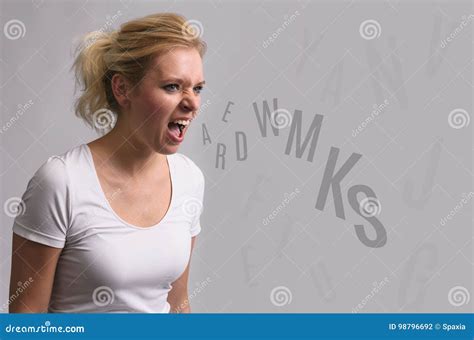 Angry Blonde Woman Screaming Stock Photo Image Of Upset Beautiful