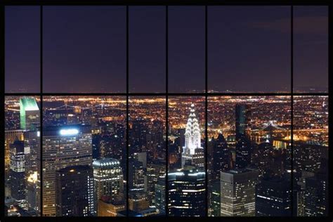 Night City Window Wall Photo Wallpaper