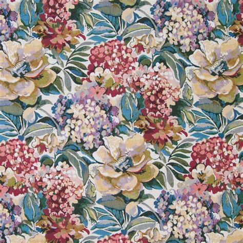 Creamgreenandredfloraljacquardupholsteryfabric Modern Floral
