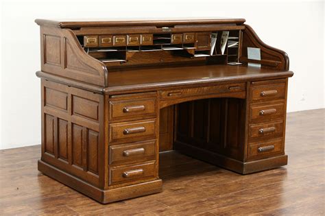 Coming in at 42″ wide, this rolltop desk will suit your needs in a lot of small places. SOLD - Oak Quarter Sawn Antique 1895 Roll Top Desk, Raised ...