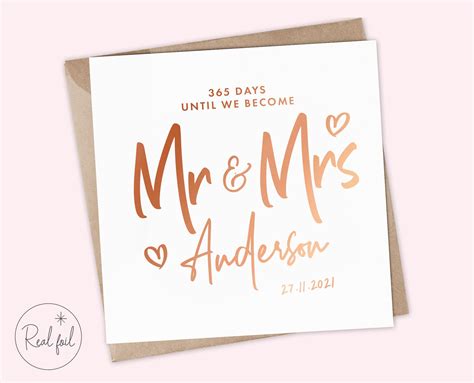 Wedding Countdown Card One Year Until We Are Married One Etsy Uk