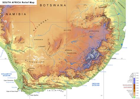 Südafrika Geographischen Karte