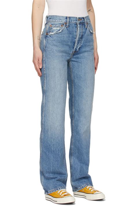 Re Done Blue 90s High Rise Loose Jeans Ssense In 2021 Timeless Fashion Classic Outfits